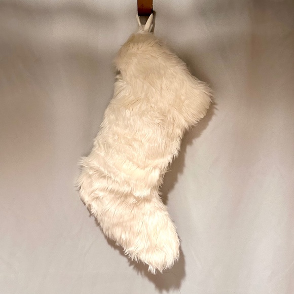 Fluffy Cream Faux Fur Christmas Stocking Decoration 20”H - Picture 2 of 3